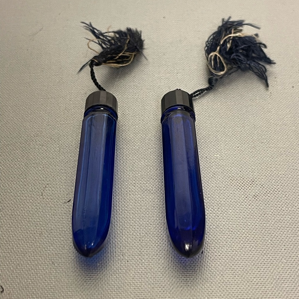 Vintage Evening in Paris Cobalt Blue Glass Perfume Bottles 3.25” 2 Empty Bottles